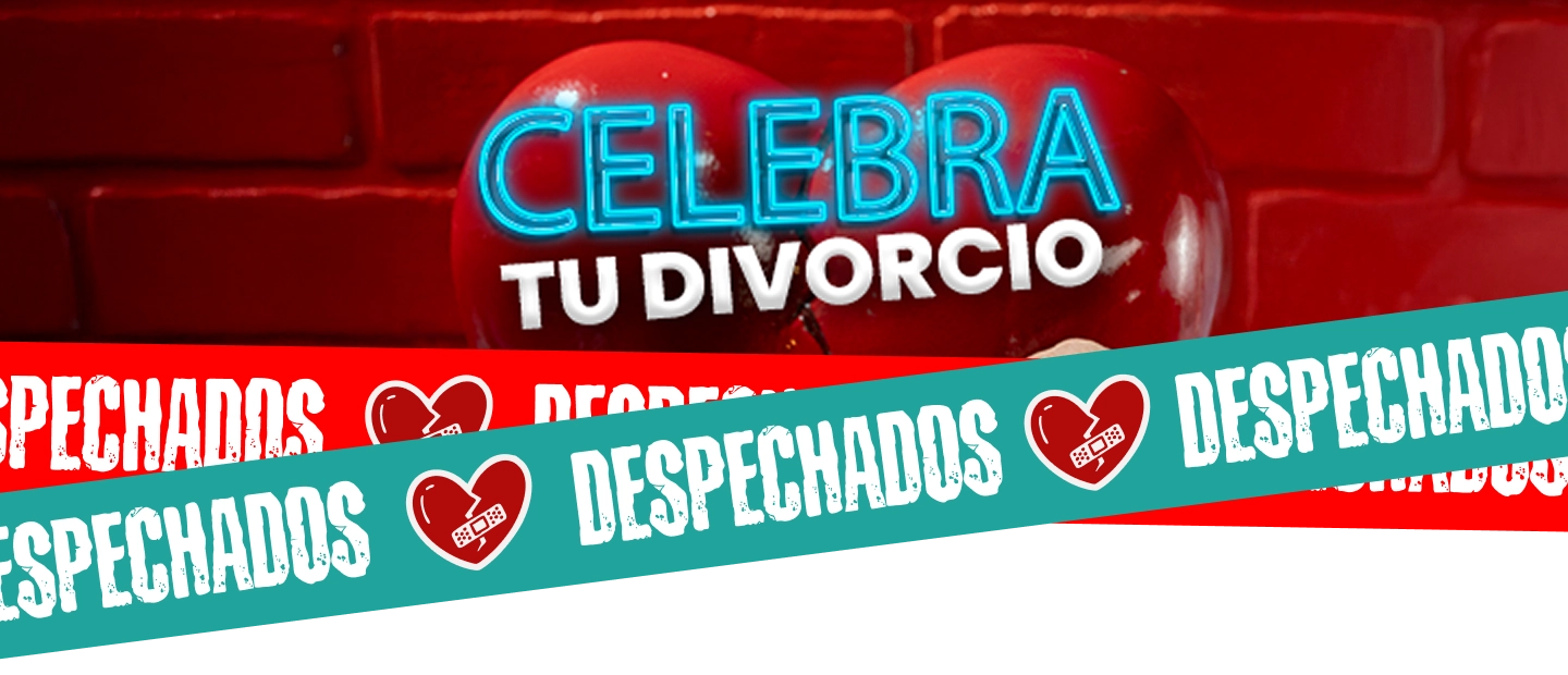 Promotional banner with the text 'Celebrate Your Divorce', for parties and private events at the Despecho Room karaoke bar in Garfield, NJ.