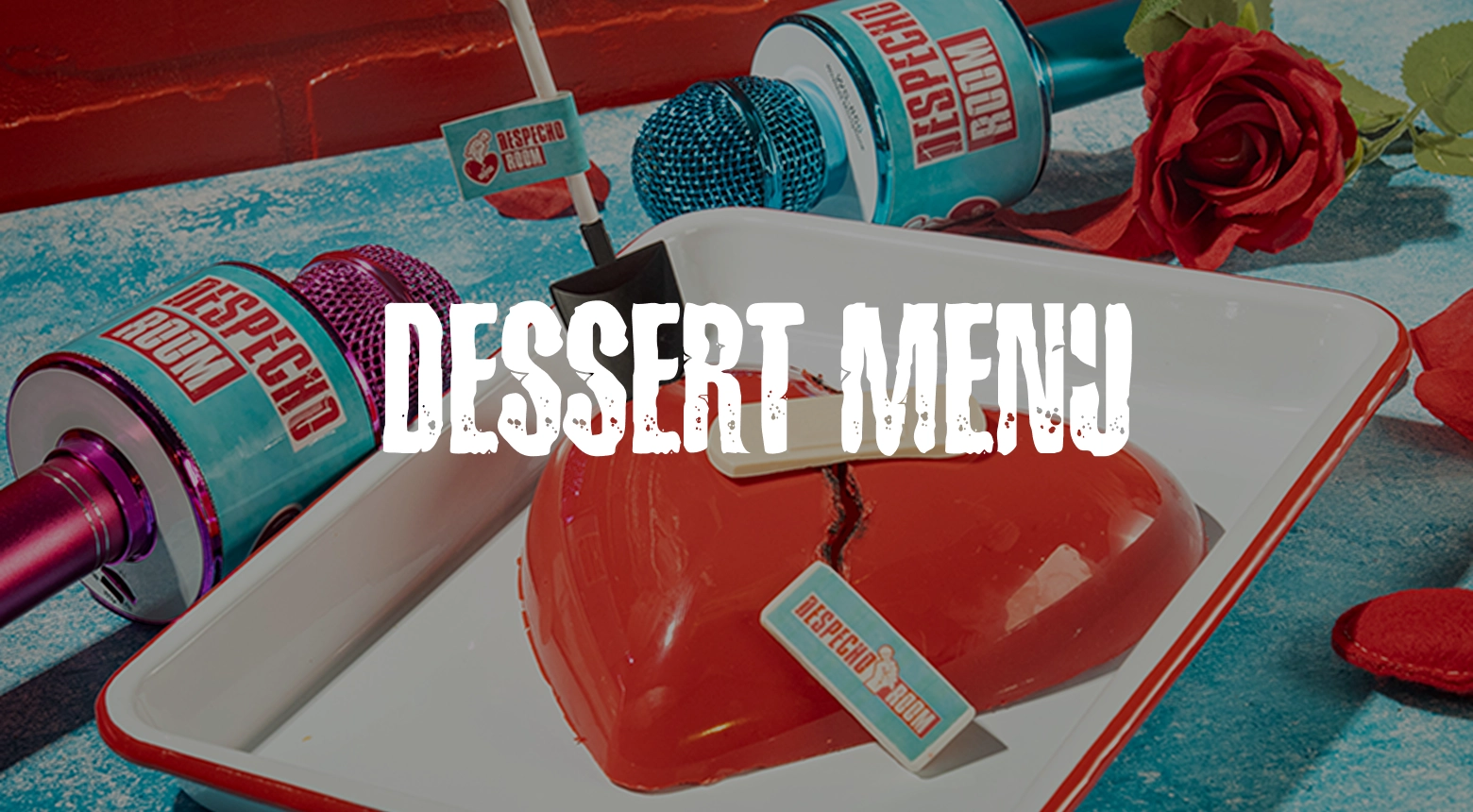 A heart-shaped dessert platter, representing the unique dessert menu at Despecho Room restaurant and bar in Garfield, NJ.